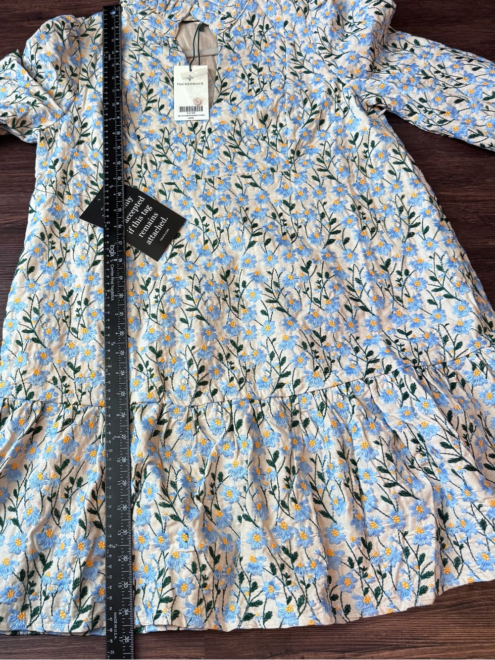 TUCKERNUCK Dress Blue Daisy Embroidered Palmerston Size Large NWT Pockets Lined - Picture 16 of 16